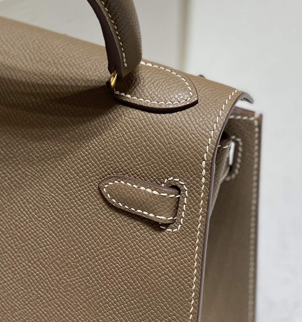 Hermes Kelly Mini II Bag 20 Gray Epsom with Gold Hardware