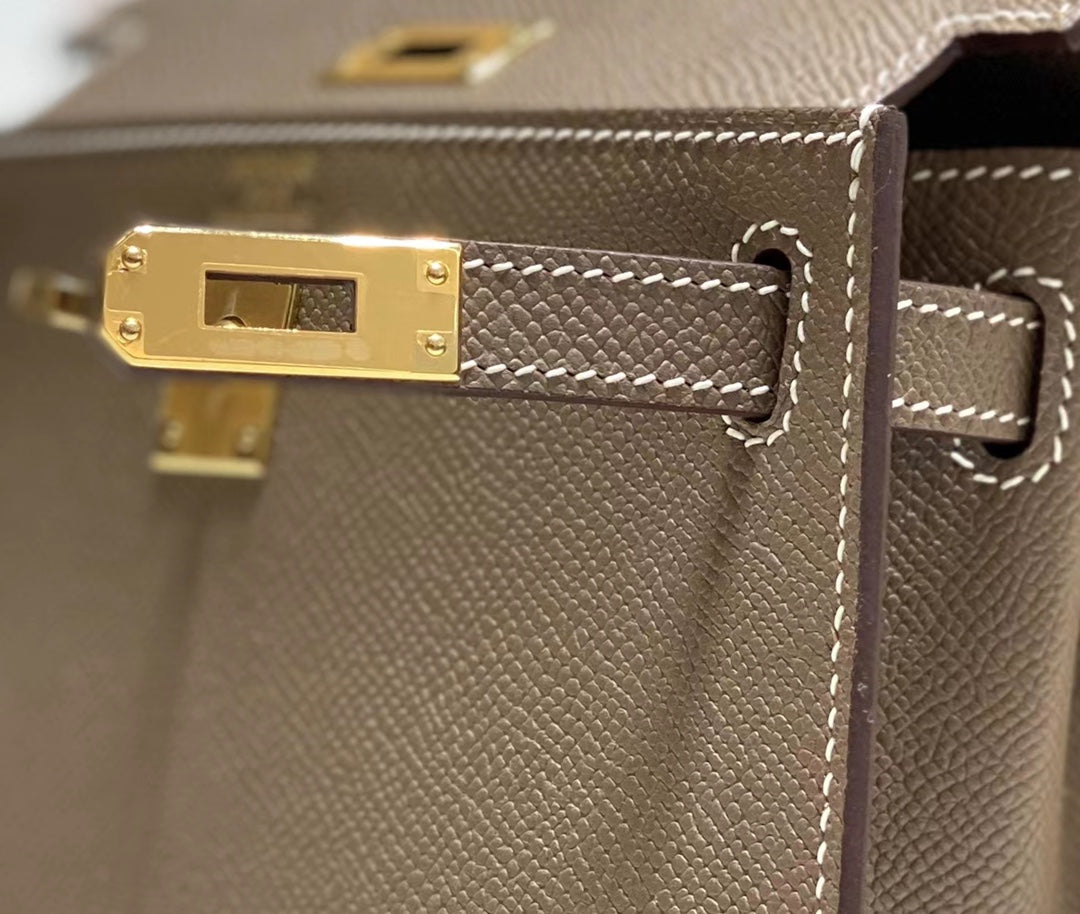 Hermes Kelly Mini II Bag 20 Gray Epsom with Gold Hardware