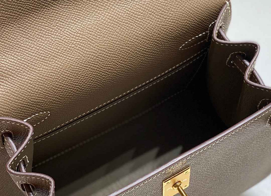Hermes Kelly Mini II Bag 20 Gray Epsom with Gold Hardware