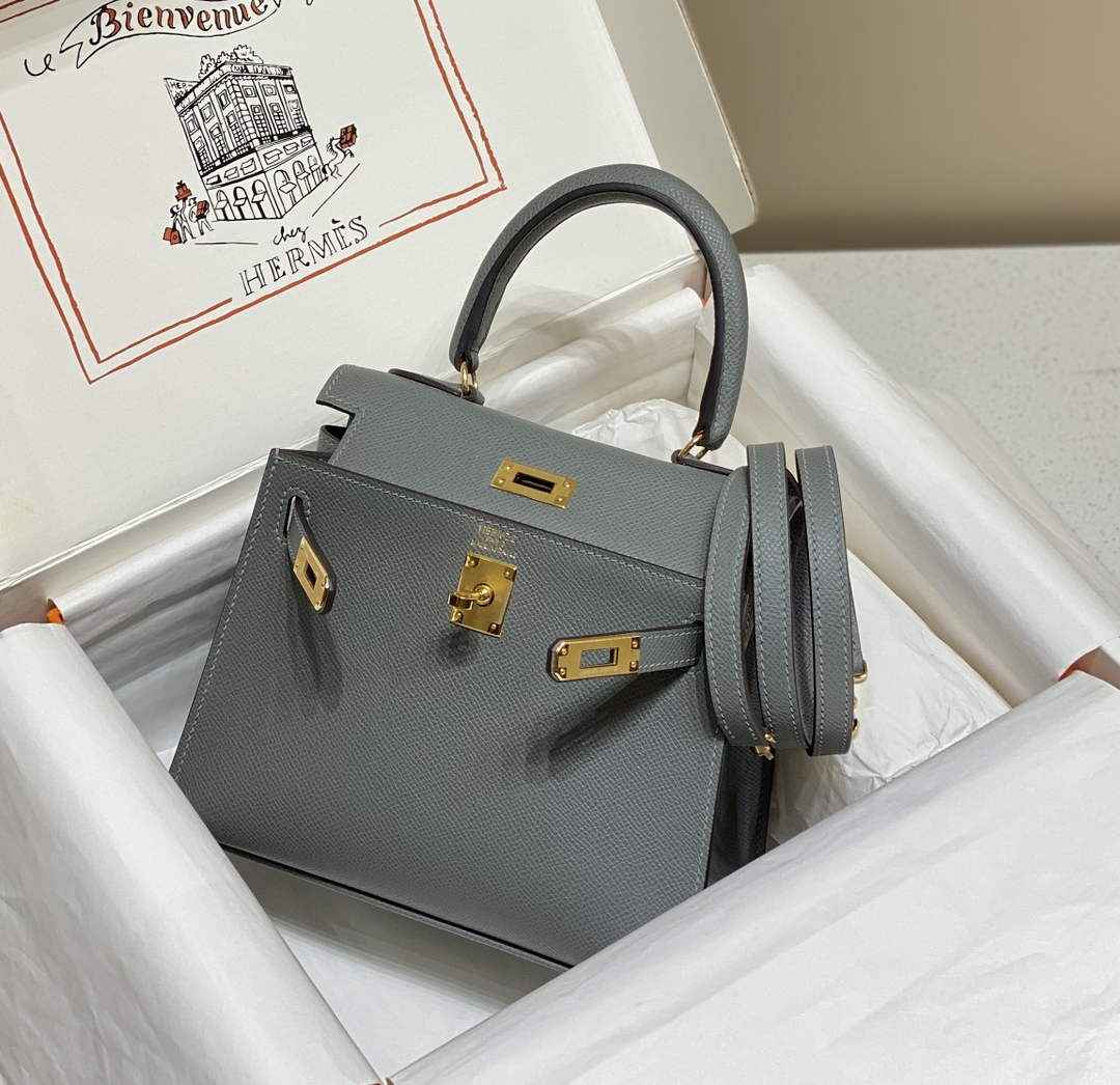 Hermes Kelly Mini II Bag 20 Gray Green Epsom with Gold Hardware