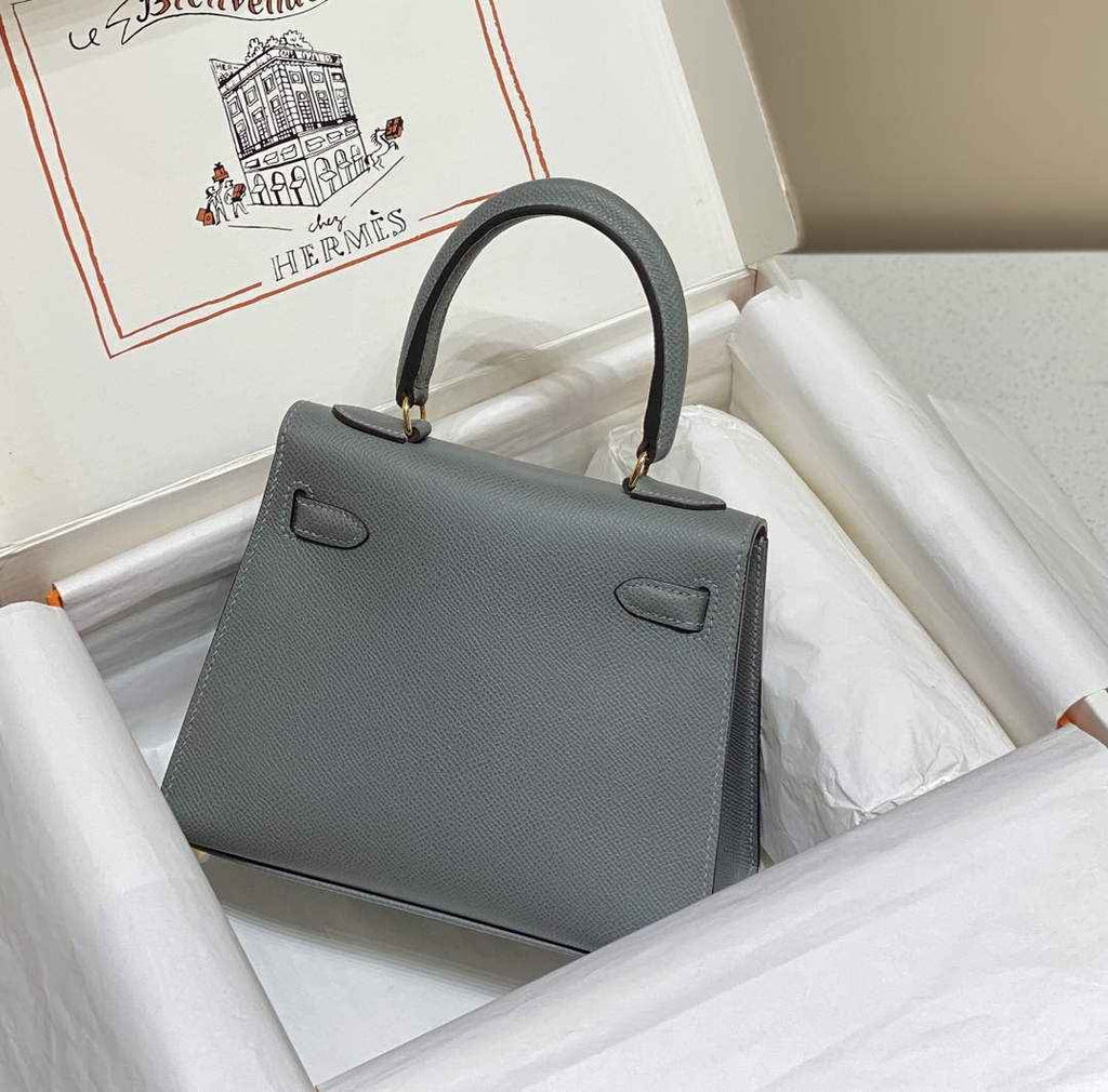 Hermes Kelly Mini II Bag 20 Gray Green Epsom with Gold Hardware