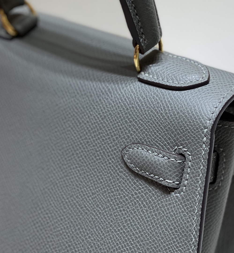 Hermes Kelly Mini II Bag 20 Gray Green Epsom with Gold Hardware