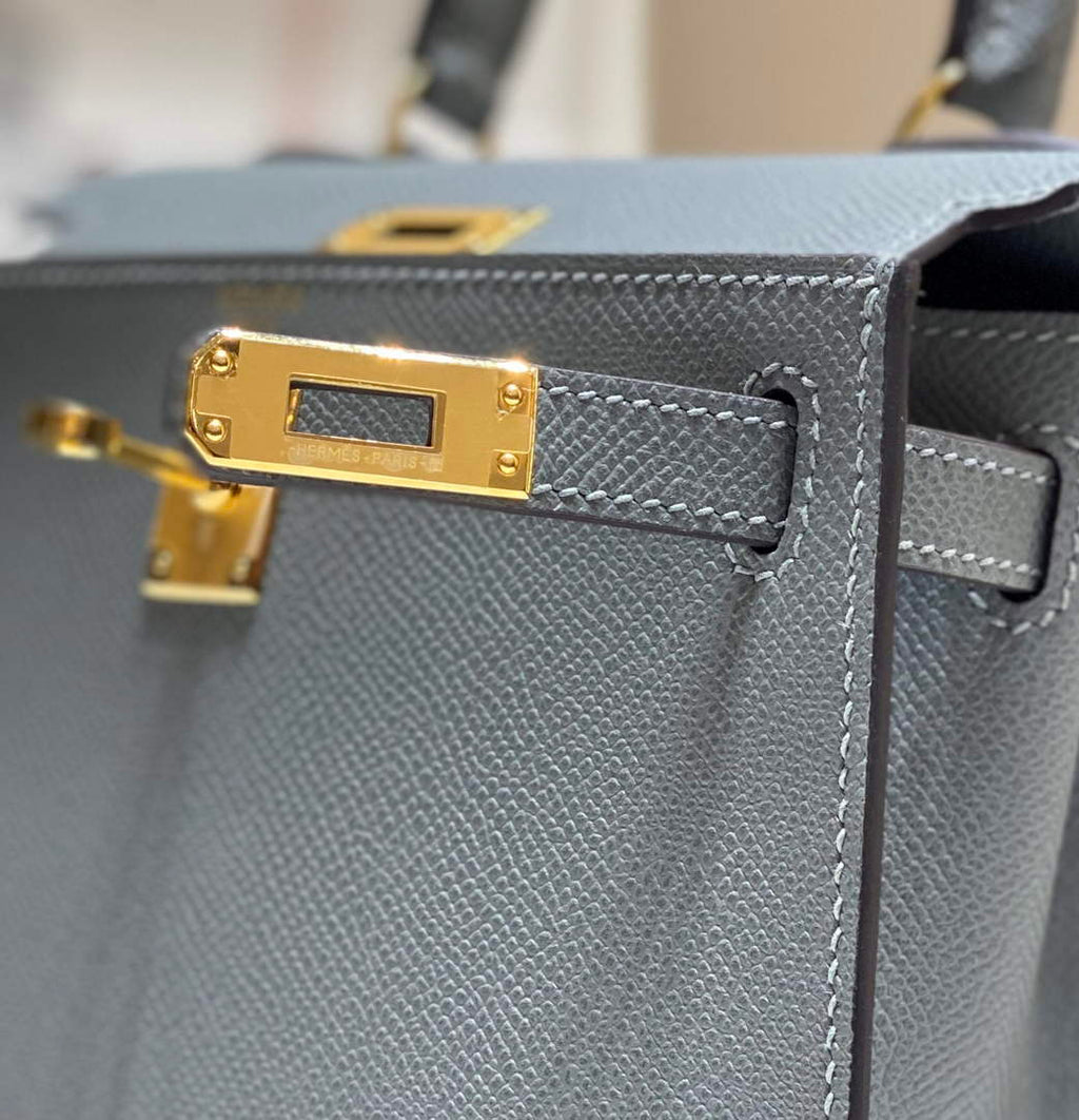 Hermes Kelly Mini II Bag 20 Gray Green Epsom with Gold Hardware