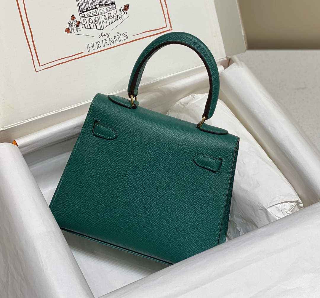 Hermes Kelly Mini II Bag 20 Green Epsom with Gold Hardware