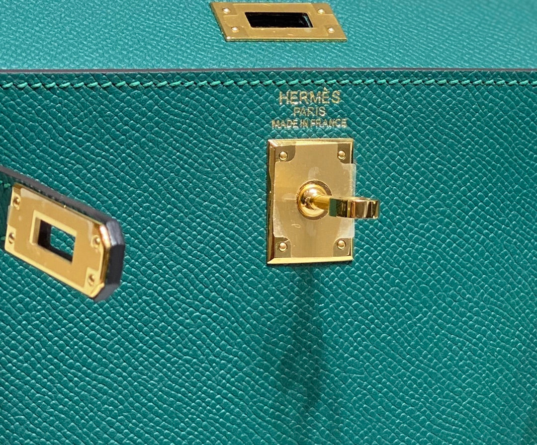 Hermes Kelly Mini II Bag 20 Green Epsom with Gold Hardware
