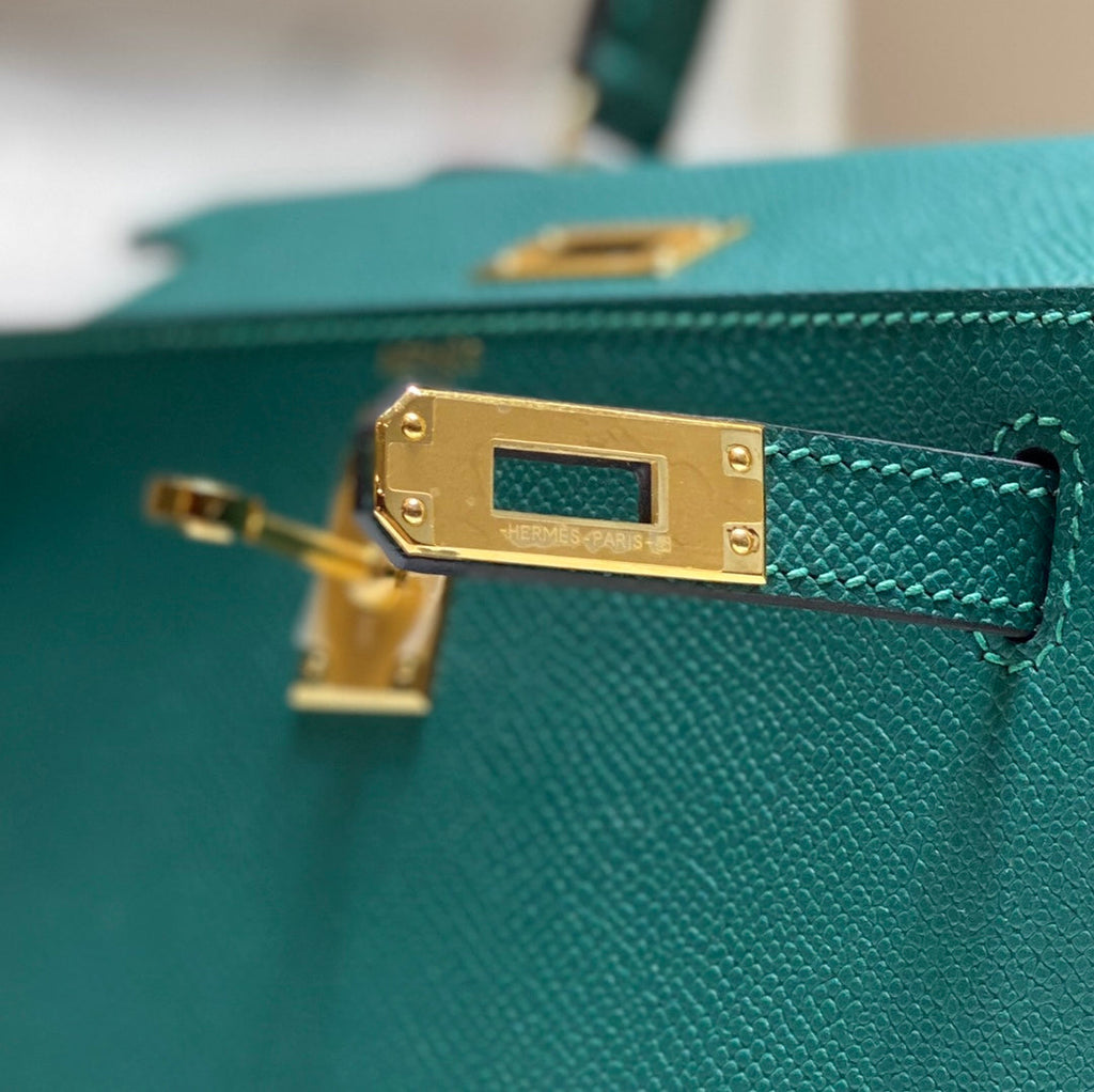 Hermes Kelly Mini II Bag 20 Green Epsom with Gold Hardware