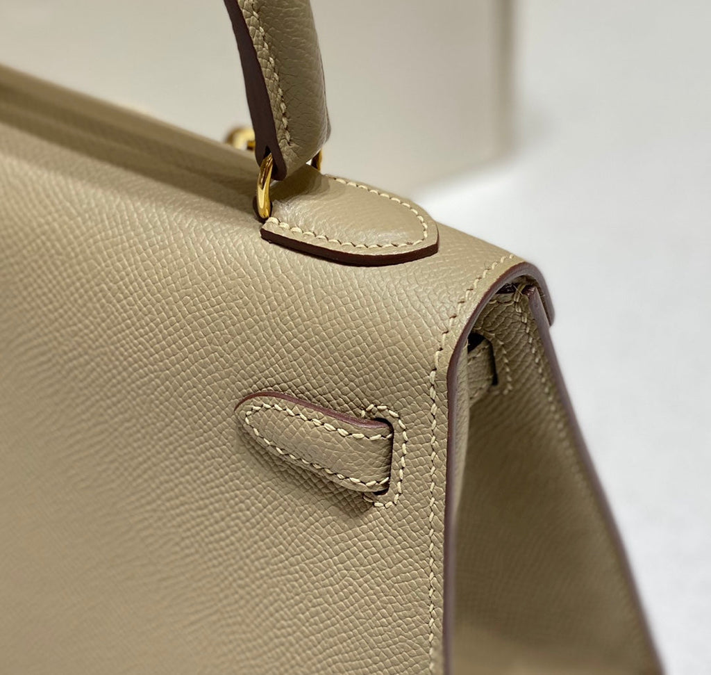 Hermes Kelly Mini II Bag 20 Light Gray Epsom with Gold Hardware