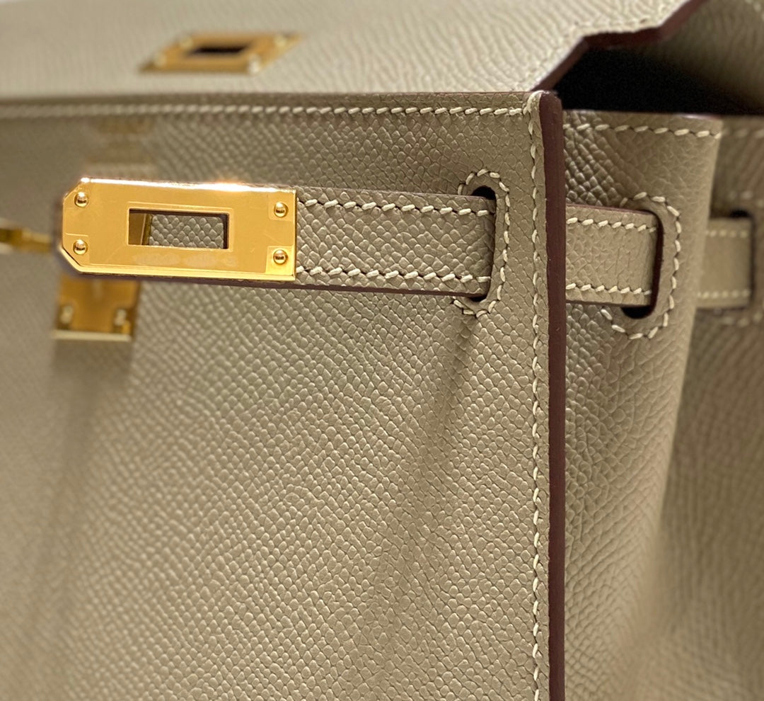 Hermes Kelly Mini II Bag 20 Light Gray Epsom with Gold Hardware