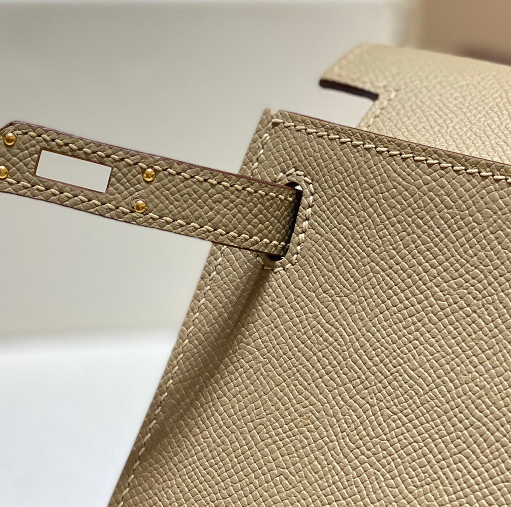 Hermes Kelly Mini II Bag 20 Light Gray Epsom with Gold Hardware