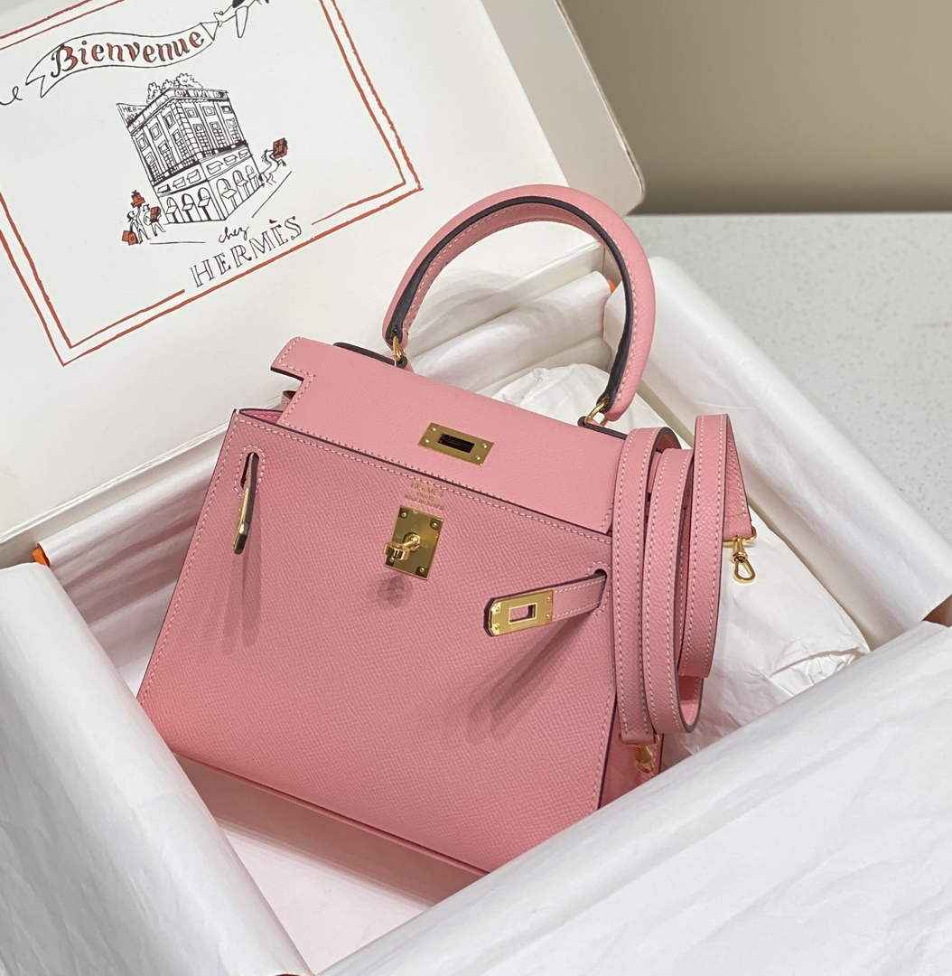 Hermes Kelly Mini II Bag 20 Light Pink Epsom with Gold Hardware