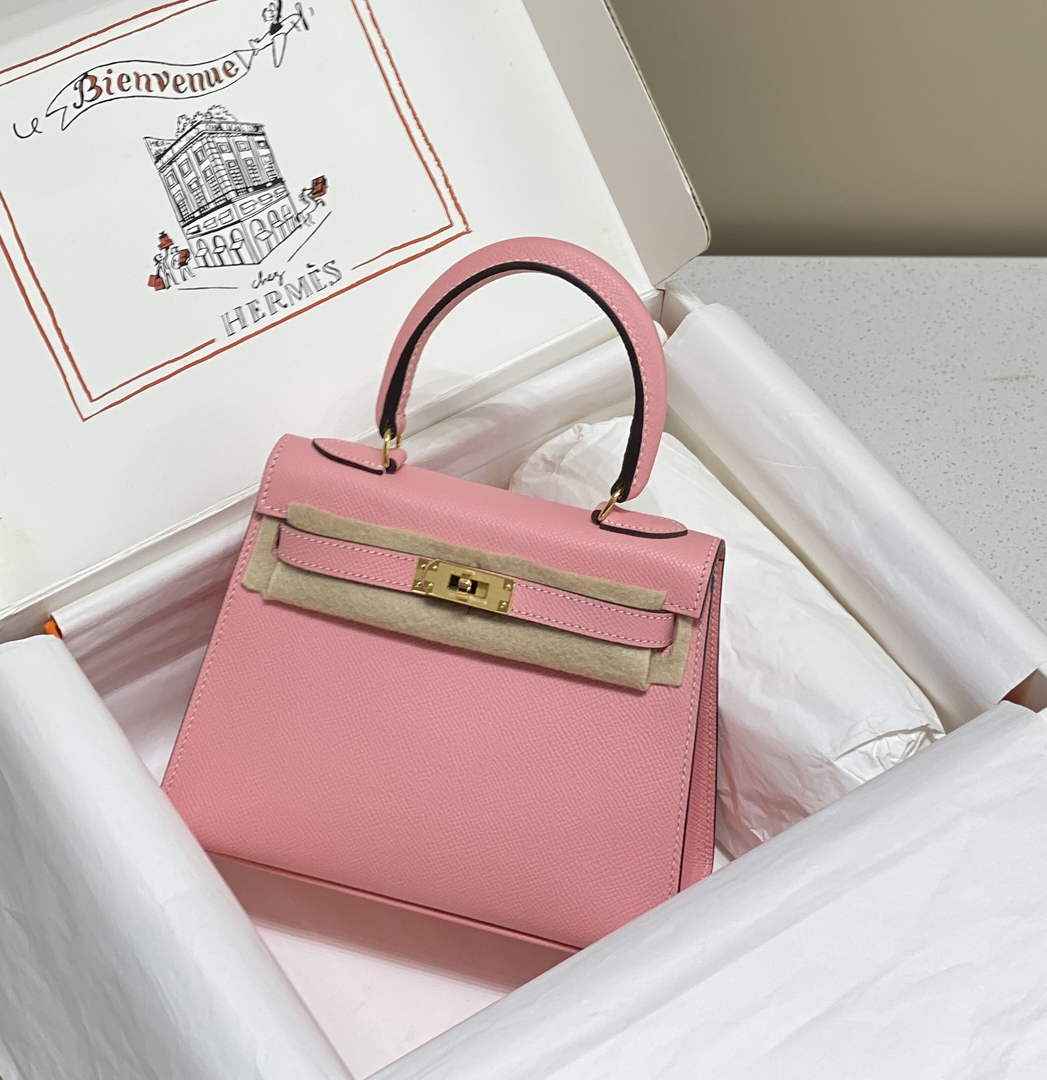 Hermes Kelly Mini II Bag 20 Light Pink Epsom with Gold Hardware