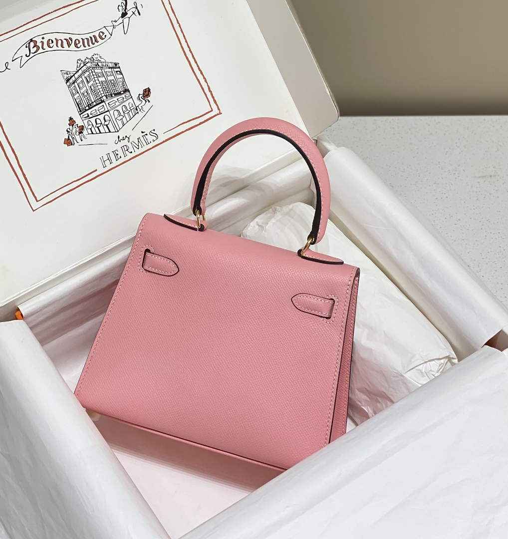 Hermes Kelly Mini II Bag 20 Light Pink Epsom with Gold Hardware