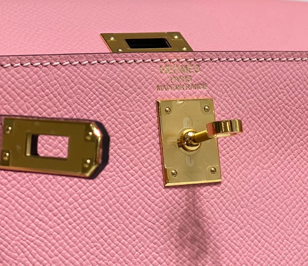 Hermes Kelly Mini II Bag 20 Light Pink Epsom with Gold Hardware
