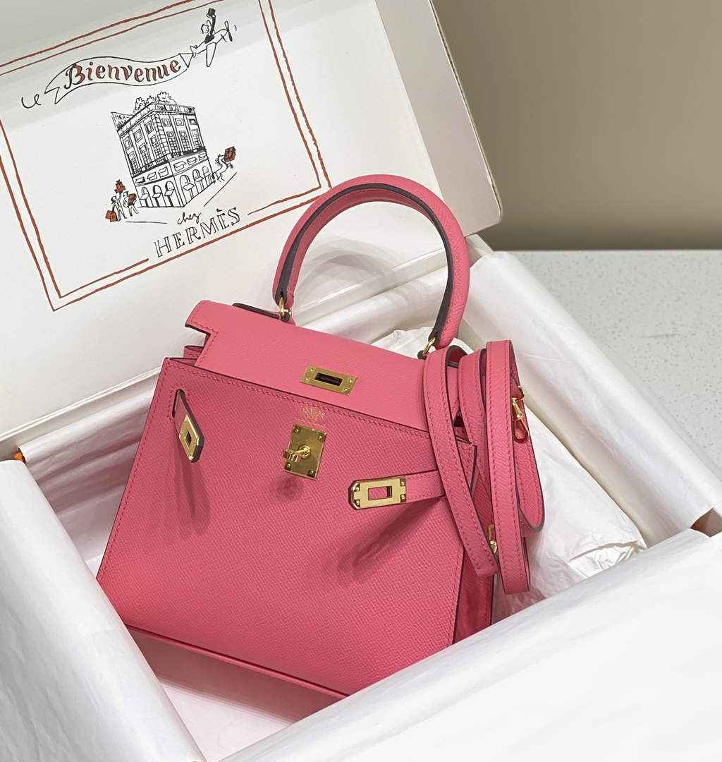 Hermes Kelly Mini II Bag 20 Pink Epsom with Gold Hardware