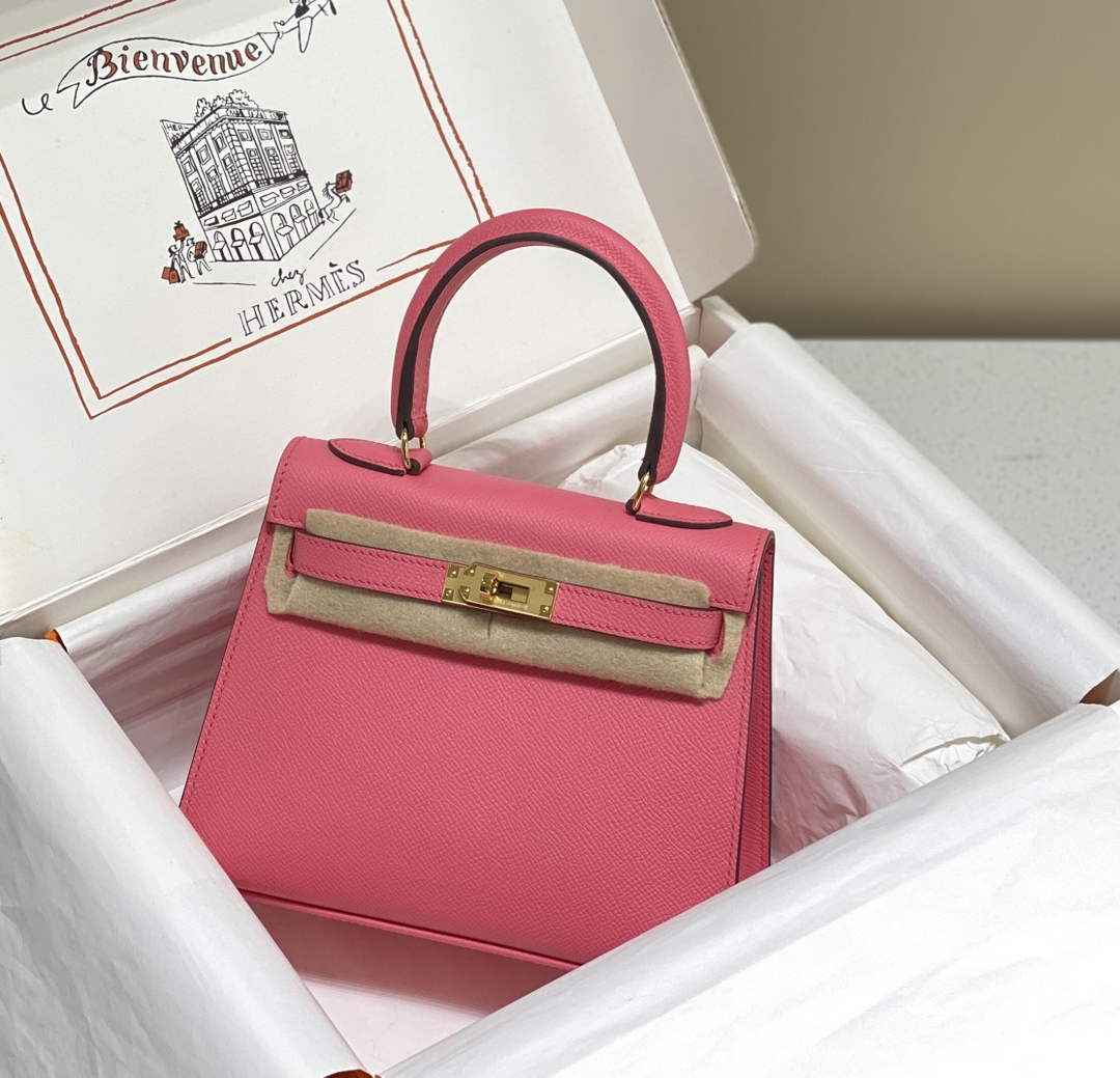 Hermes Kelly Mini II Bag 20 Pink Epsom with Gold Hardware