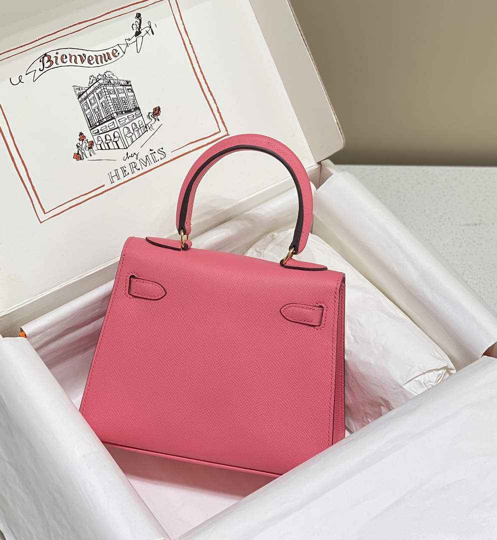 Hermes Kelly Mini II Bag 20 Pink Epsom with Gold Hardware