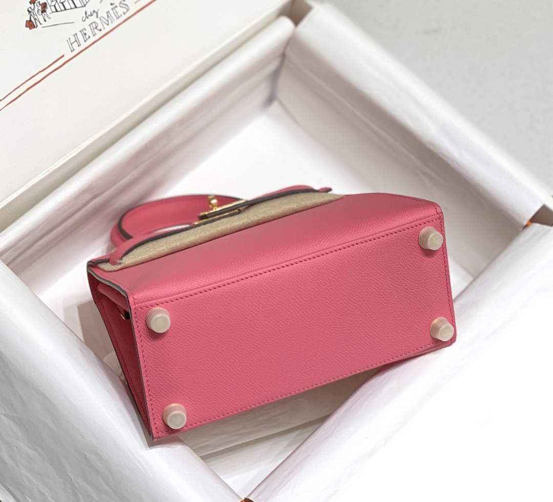 Hermes Kelly Mini II Bag 20 Pink Epsom with Gold Hardware