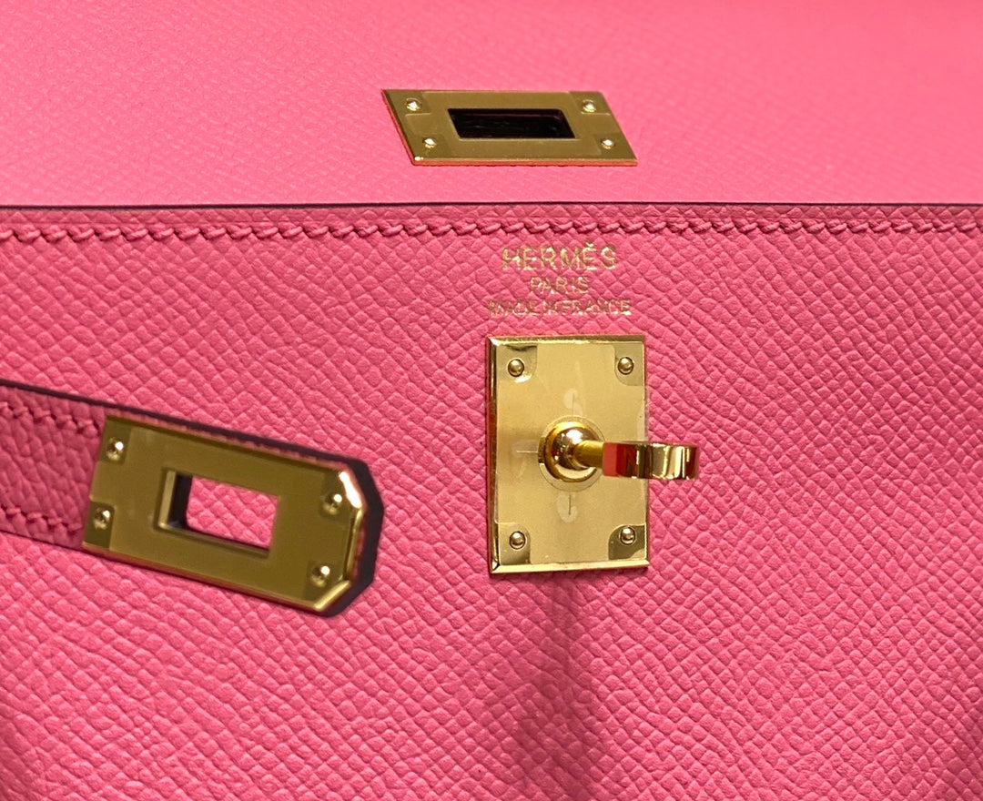 Hermes Kelly Mini II Bag 20 Pink Epsom with Gold Hardware