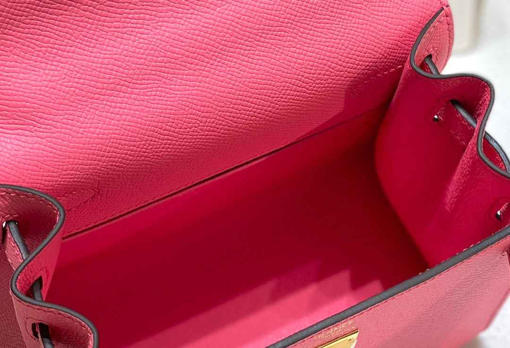 Hermes Kelly Mini II Bag 20 Pink Epsom with Gold Hardware