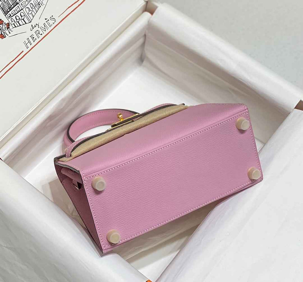 Hermes Kelly Mini II Bag 20 Purple Epsom with Gold Hardware