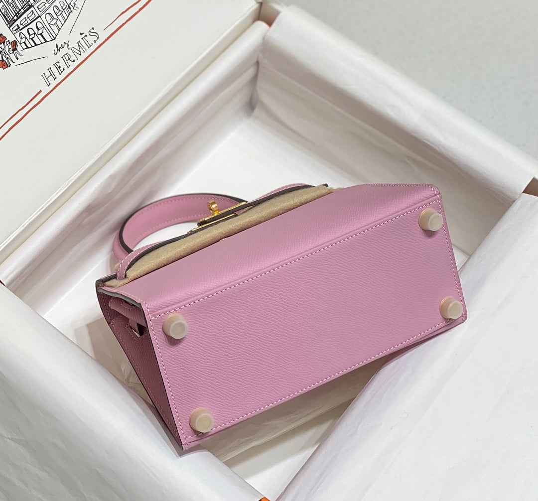 Hermes Kelly Mini II Bag 20 Purple Epsom with Gold Hardware