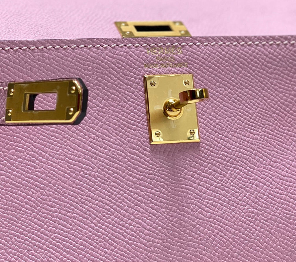 Hermes Kelly Mini II Bag 20 Purple Epsom with Gold Hardware