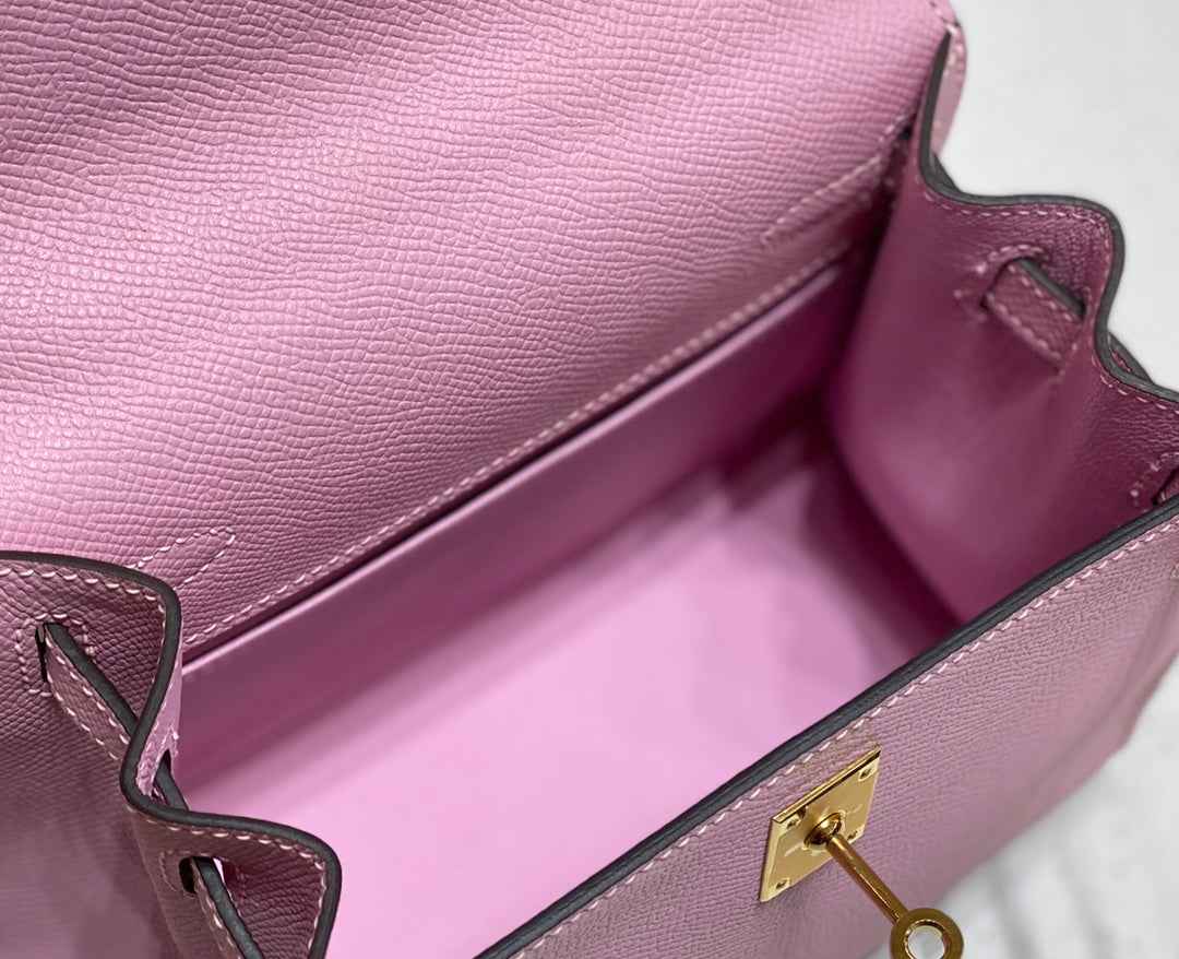 Hermes Kelly Mini II Bag 20 Purple Epsom with Gold Hardware