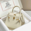Hermes Kelly Mini II Bag 20 White Epsom with Gold Hardware