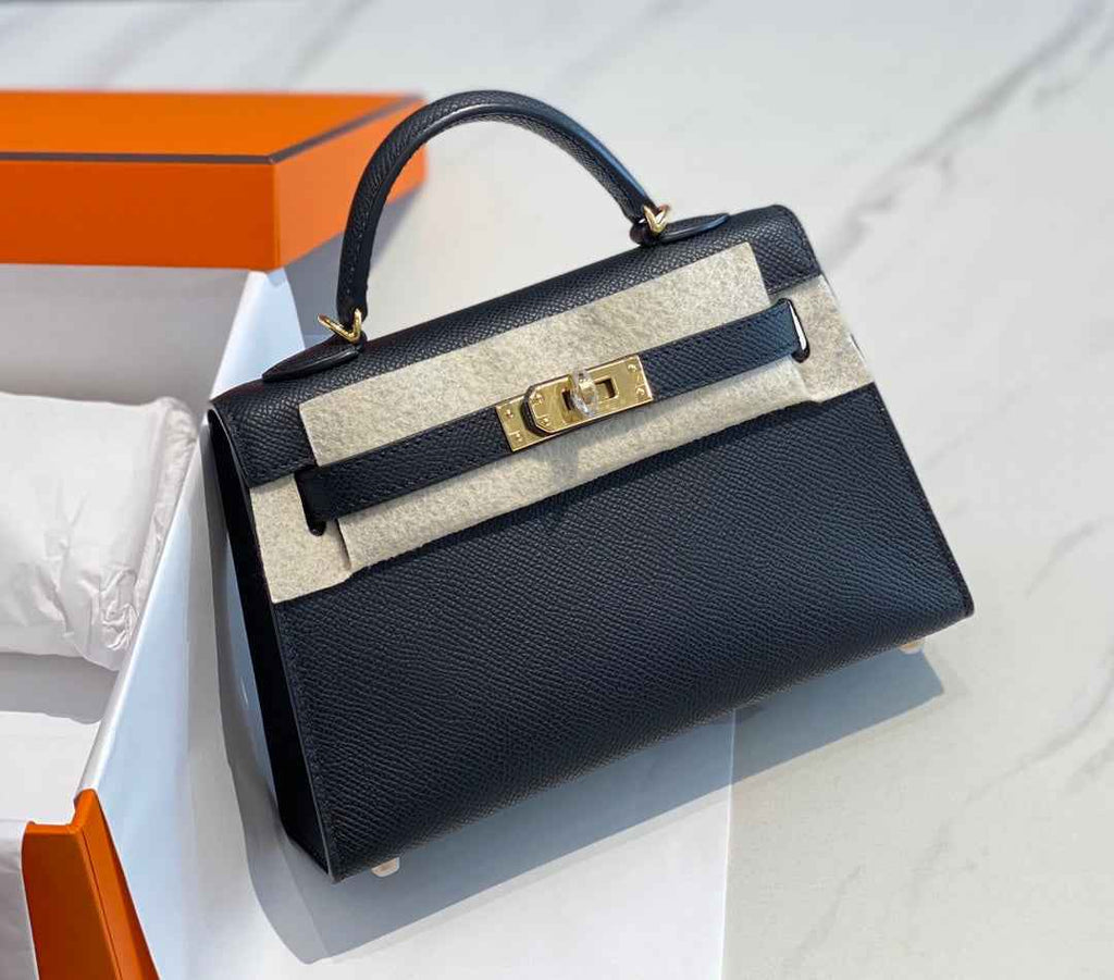 Hermes Kelly Mini II Bag Black Epsom with Gold Hardware 19