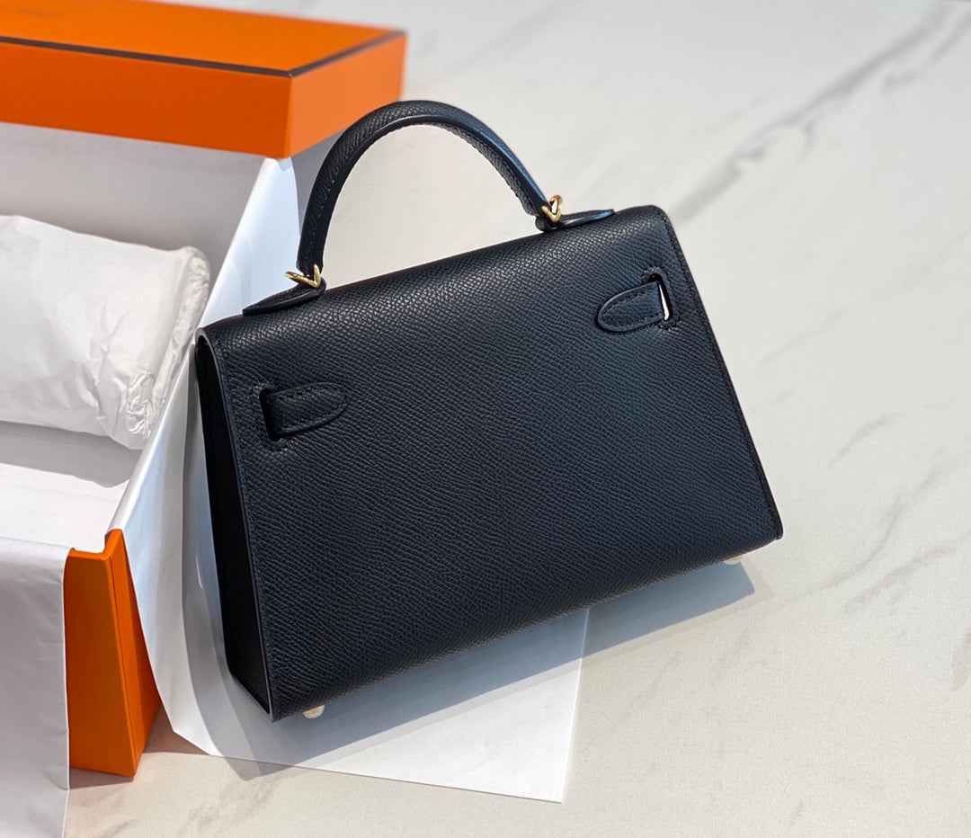Hermes Kelly Mini II Bag Black Epsom with Gold Hardware 19
