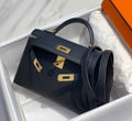 Hermes Kelly Mini II Bag Black Epsom with Gold Hardware 19