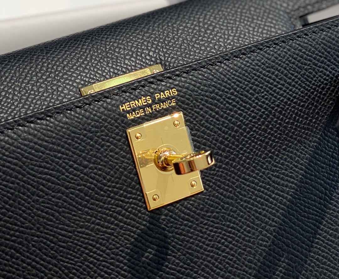 Hermes Kelly Mini II Bag Black Epsom with Gold Hardware 19