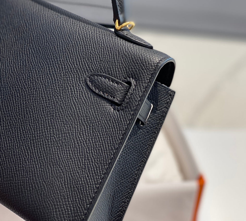 Hermes Kelly Mini II Bag Black Epsom with Gold Hardware 19