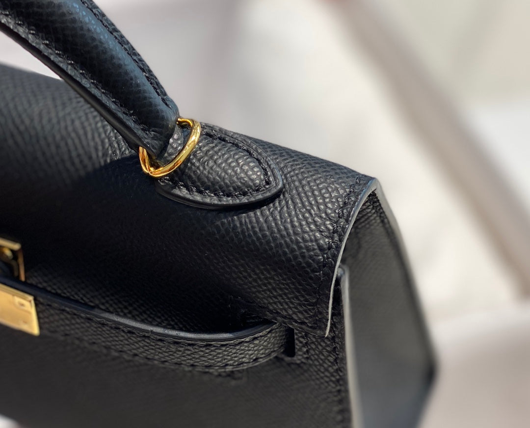 Hermes Kelly Mini II Bag Black Epsom with Gold Hardware 19