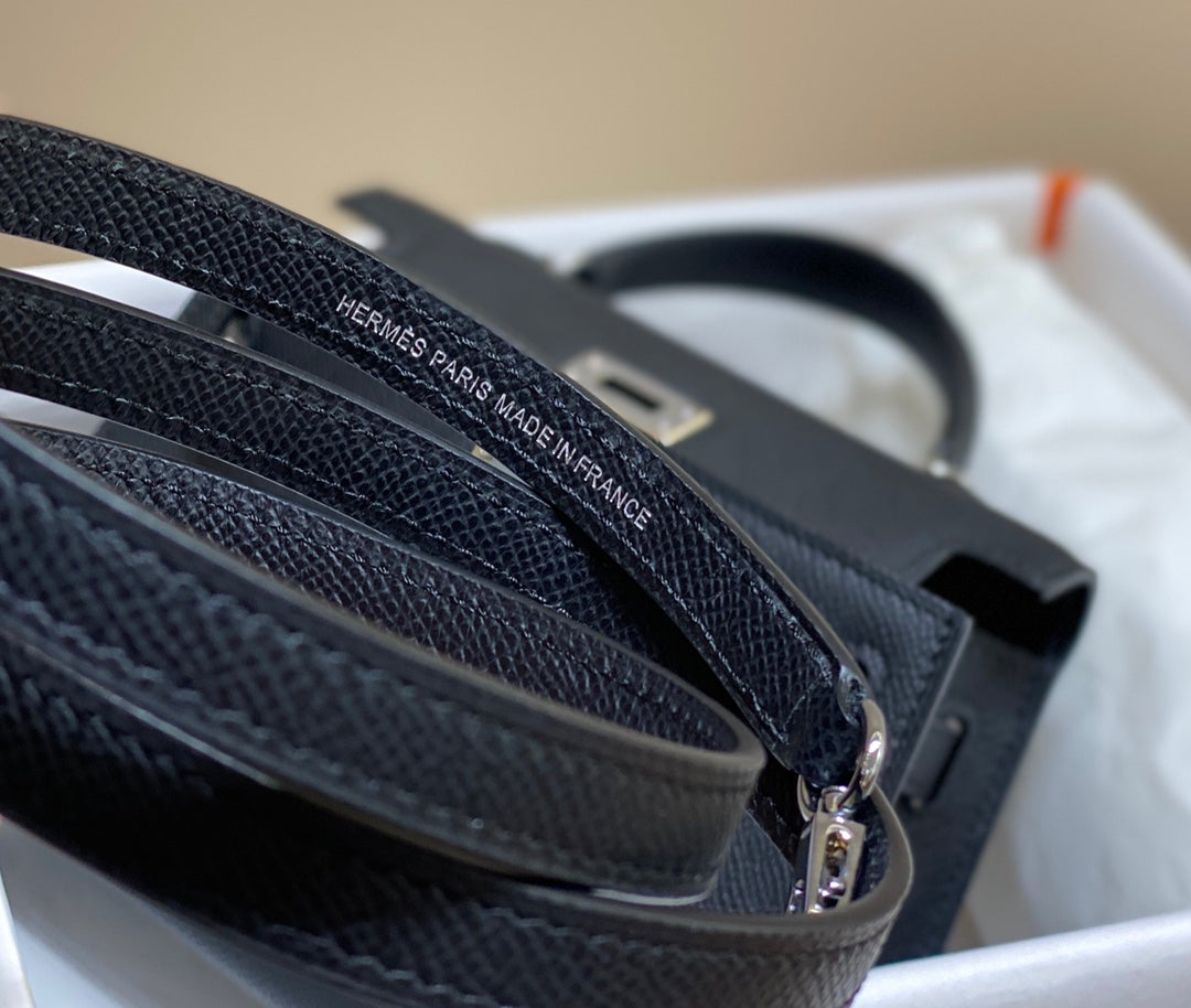 Hermes Kelly Mini II Bag Black Epsom with Silver Hardware 19