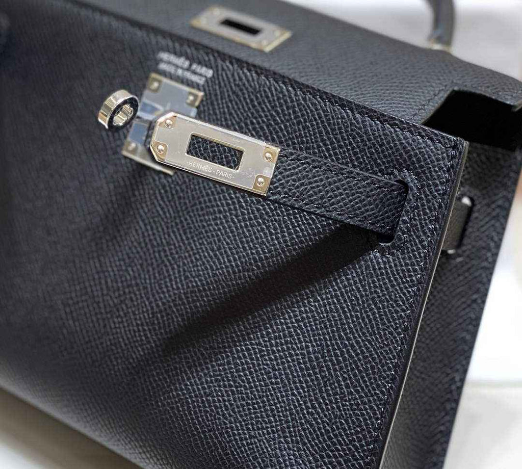 Hermes Kelly Mini II Bag Black Epsom with Silver Hardware 19