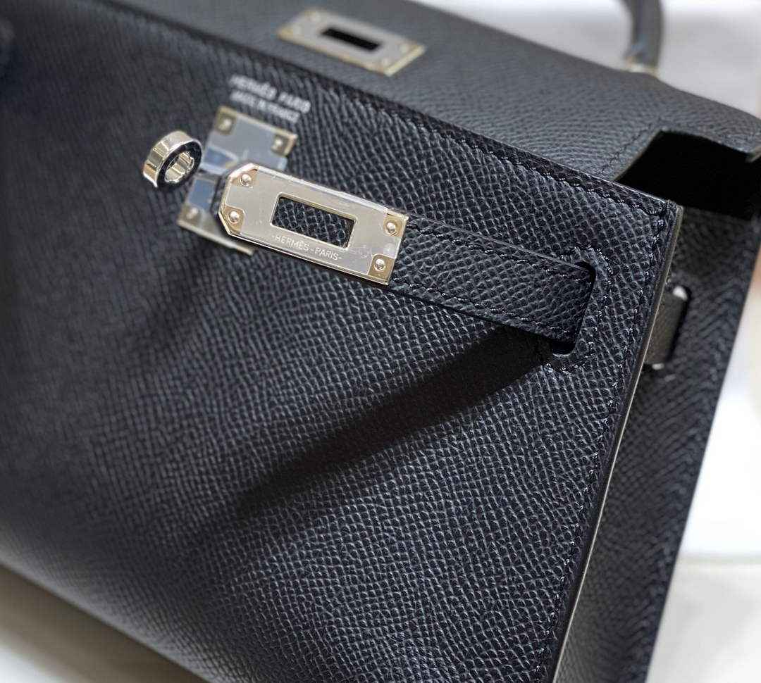 Hermes Kelly Mini II Bag Black Epsom with Silver Hardware 19