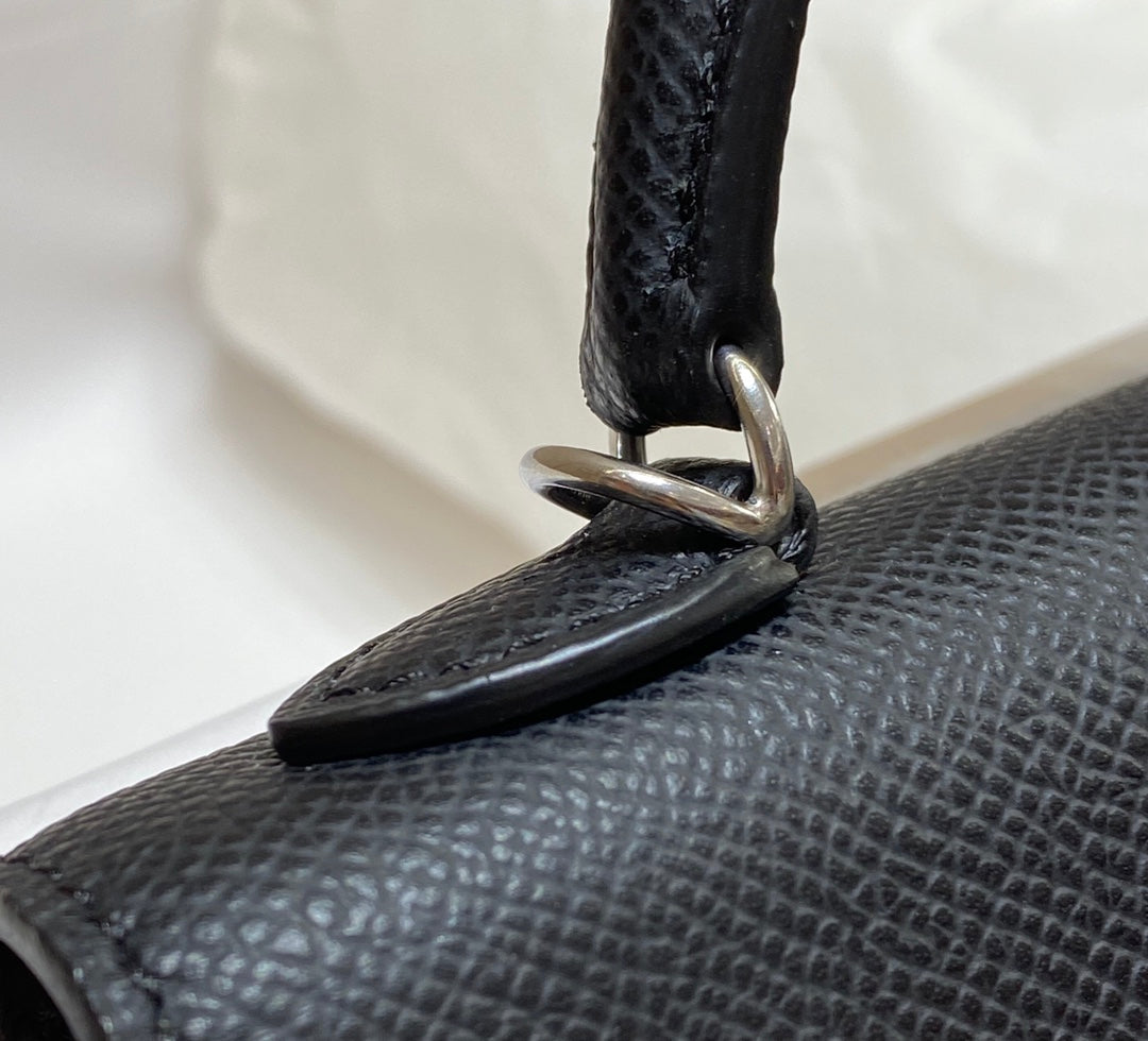 Hermes Kelly Mini II Bag Black Epsom with Silver Hardware 19