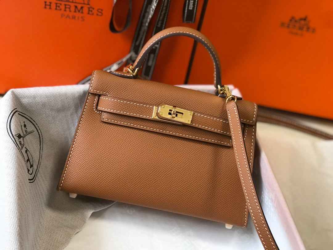 Hermes Kelly Mini II Bag camel Epsom with Gold Hardware 19