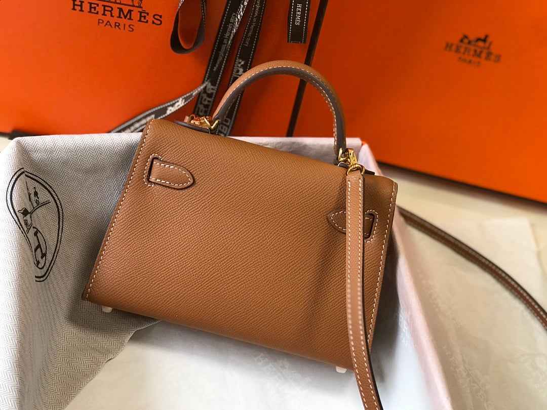 Hermes Kelly Mini II Bag camel Epsom with Gold Hardware 19