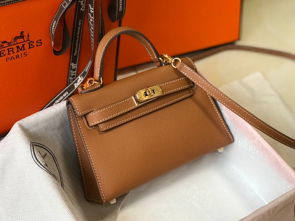 Hermes Kelly Mini II Bag camel Epsom with Gold Hardware 19