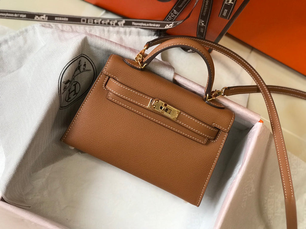 Hermes Kelly Mini II Bag camel Epsom with Gold Hardware 19