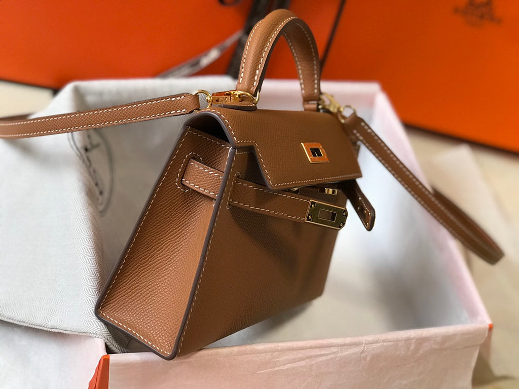 Hermes Kelly Mini II Bag camel Epsom with Gold Hardware 19