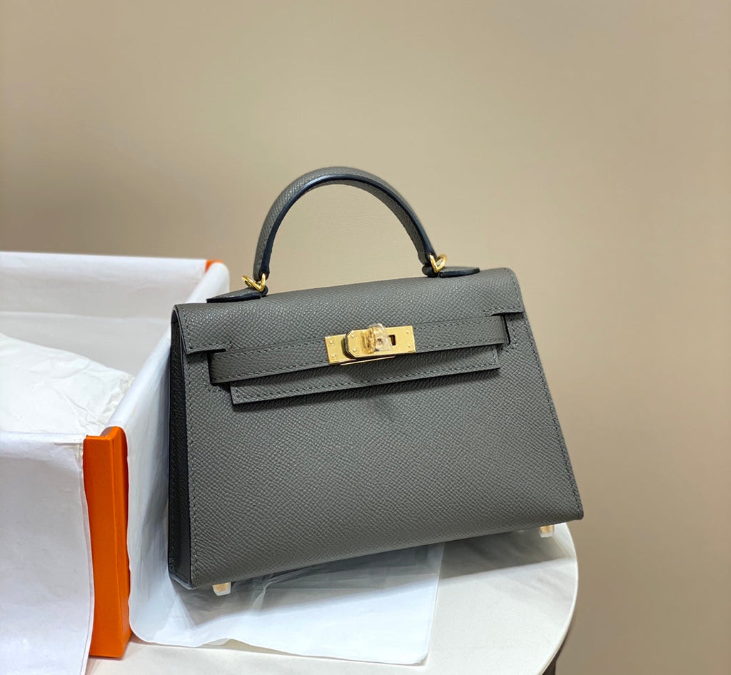 Hermes Kelly Mini II Bag Dark Gray Epsom Leather with Gold Hardware 19