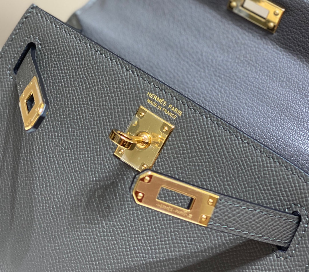 Hermes Kelly Mini II Bag Dark Gray Epsom Leather with Gold Hardware 19