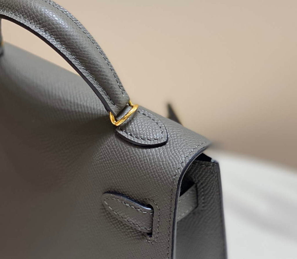 Hermes Kelly Mini II Bag Dark Gray Epsom Leather with Gold Hardware 19