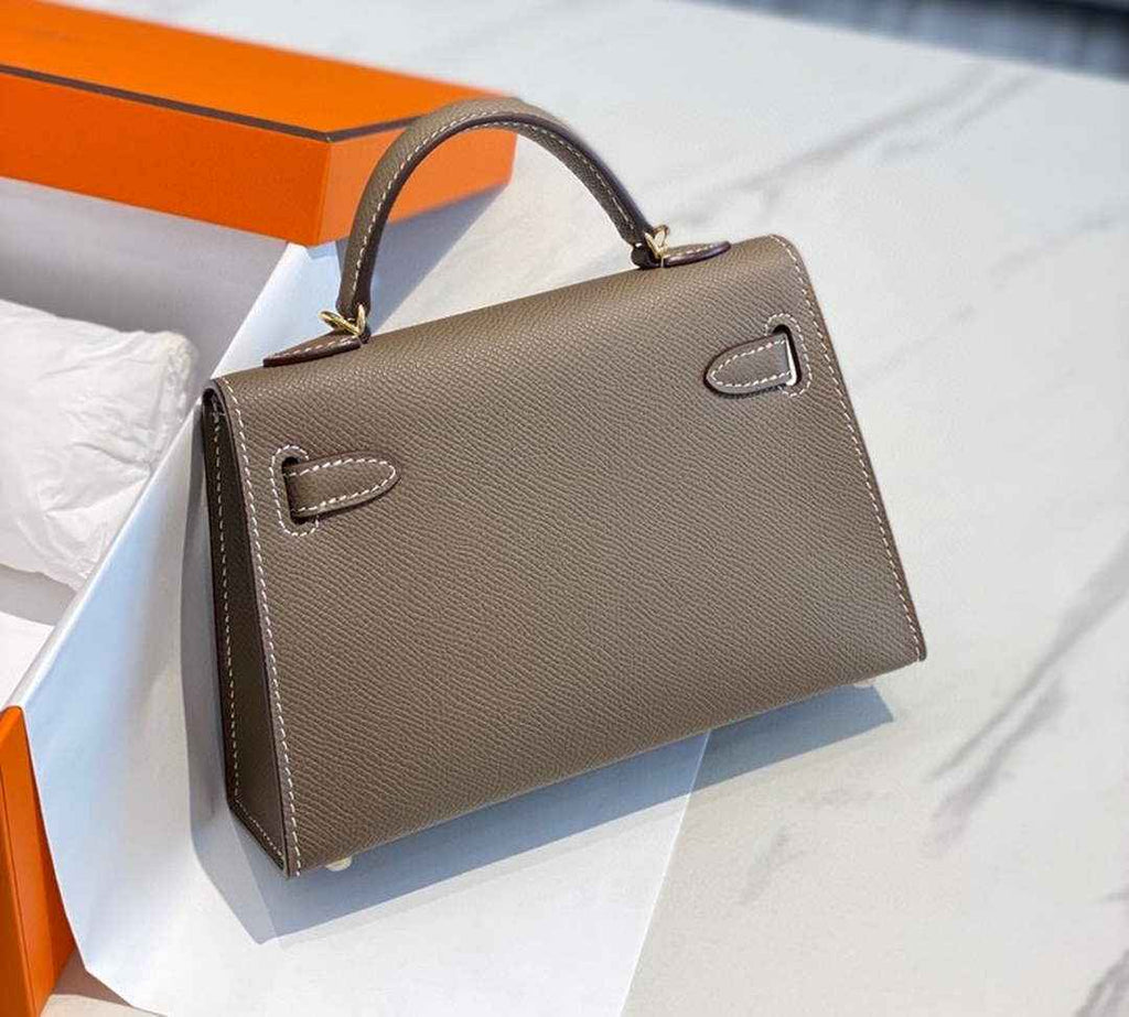 Hermes Kelly Mini II Bag Dark Gray Epsom with Gold Hardware 19