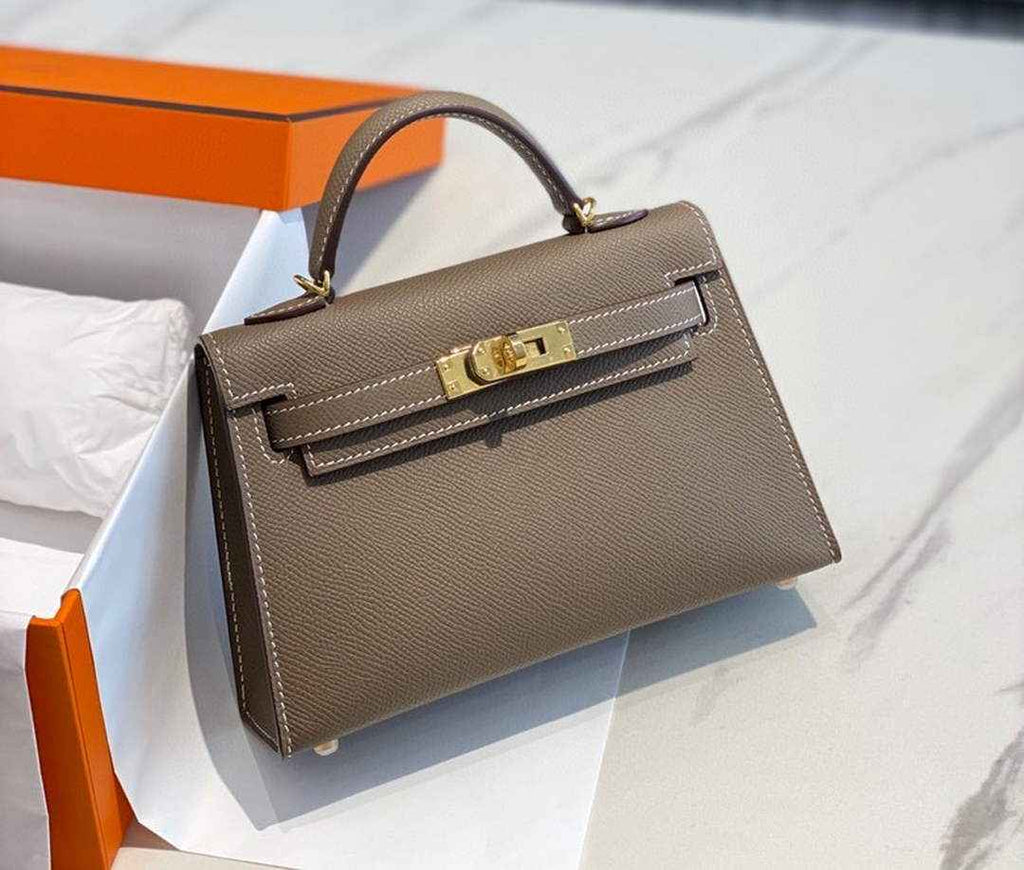 Hermes Kelly Mini II Bag Dark Gray Epsom with Gold Hardware 19