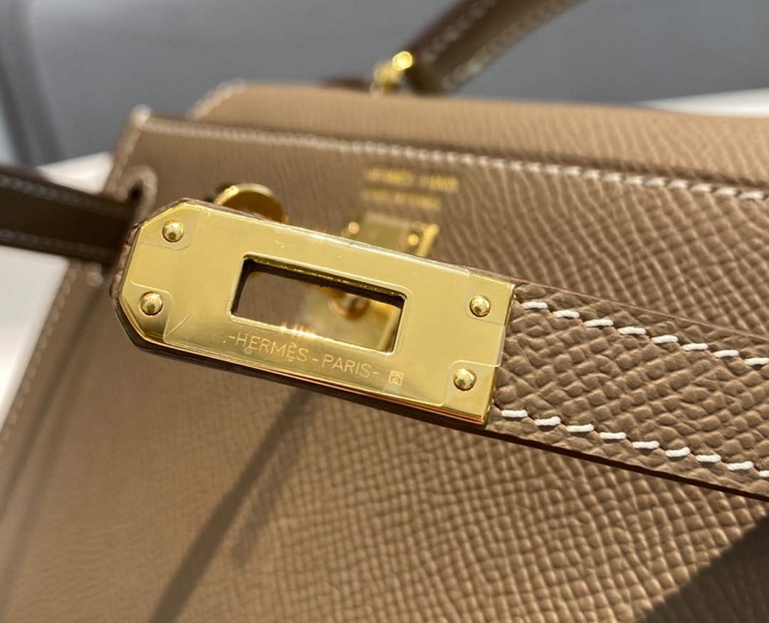 Hermes Kelly Mini II Bag Dark Gray Epsom with Gold Hardware 19