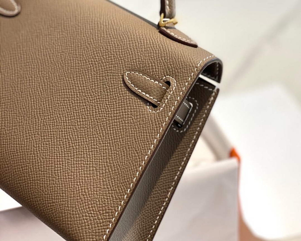 Hermes Kelly Mini II Bag Dark Gray Epsom with Gold Hardware 19